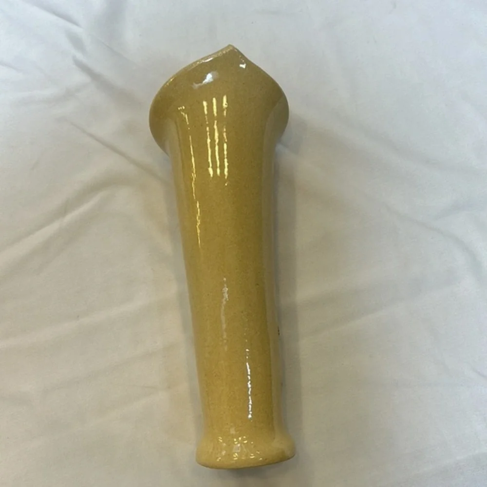 Pottery Tan  Tulip WrapVase with Flower Motif